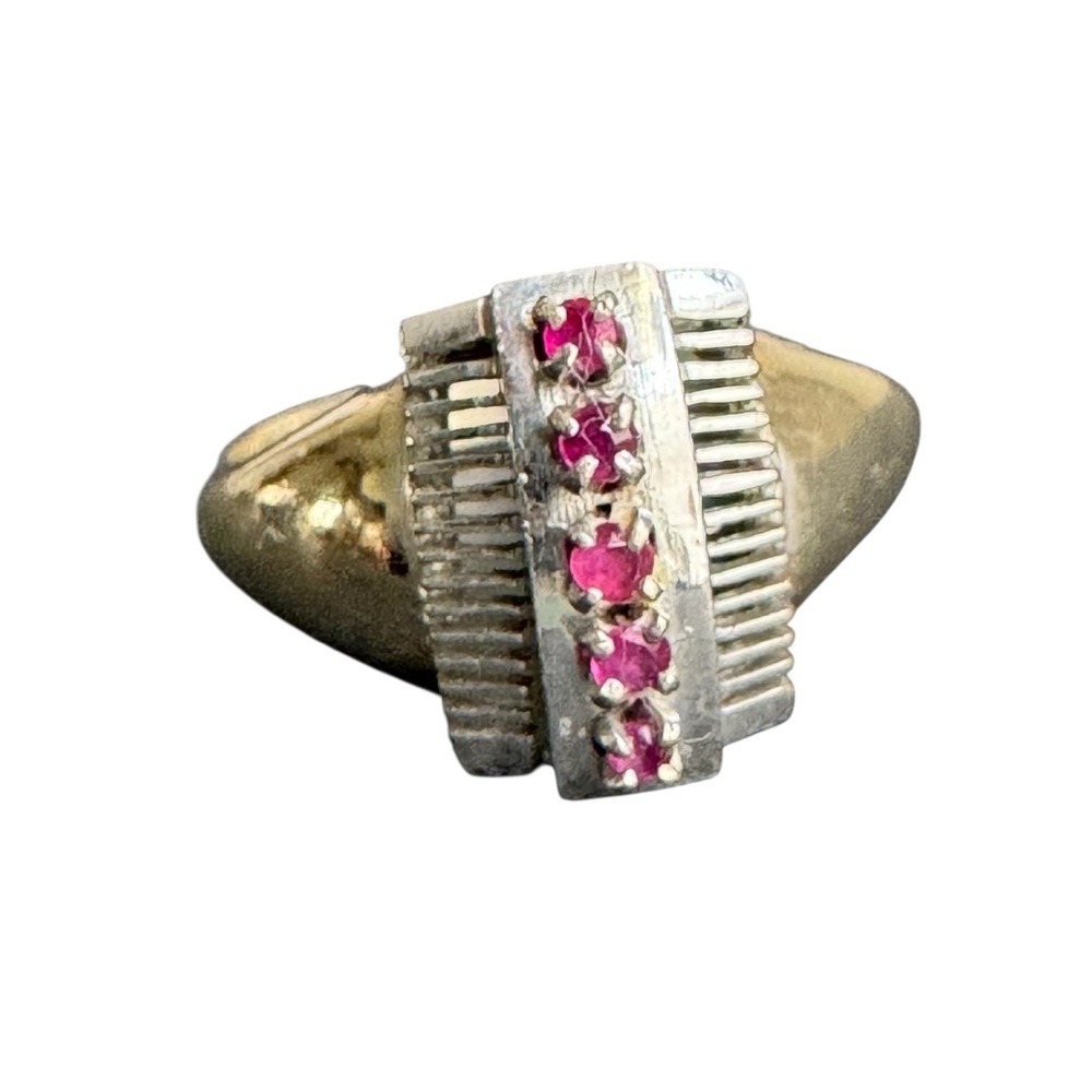 Vintage 14k White Gold Ruby Ring Art Deco MCM Real Gold Size 5